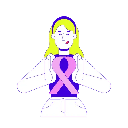 White feminist promoting breast cancer awareness  Illustration