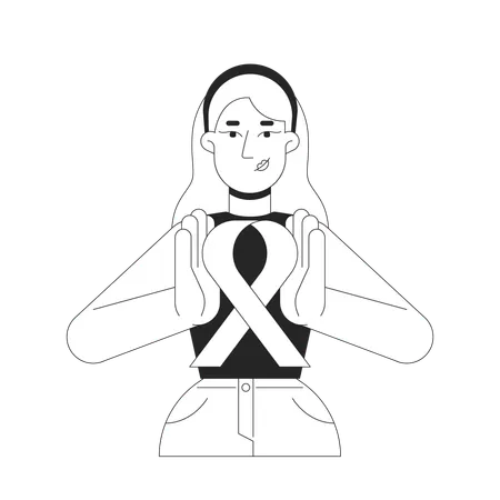 White feminist promoting breast cancer awareness  Illustration