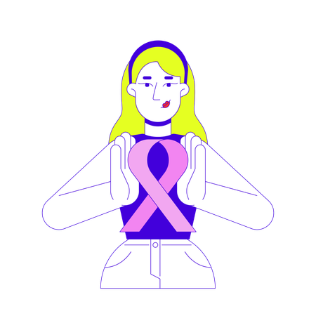White feminist promoting breast cancer awareness  Illustration