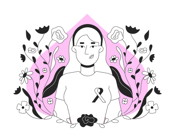 White woman promoting breast cancer awareness  Illustration