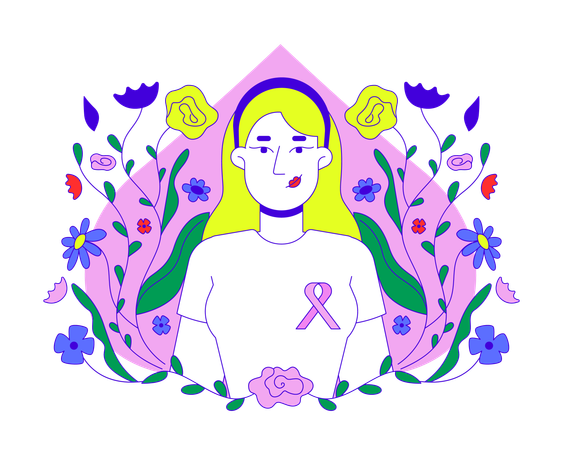 White woman promoting breast cancer awareness  Illustration