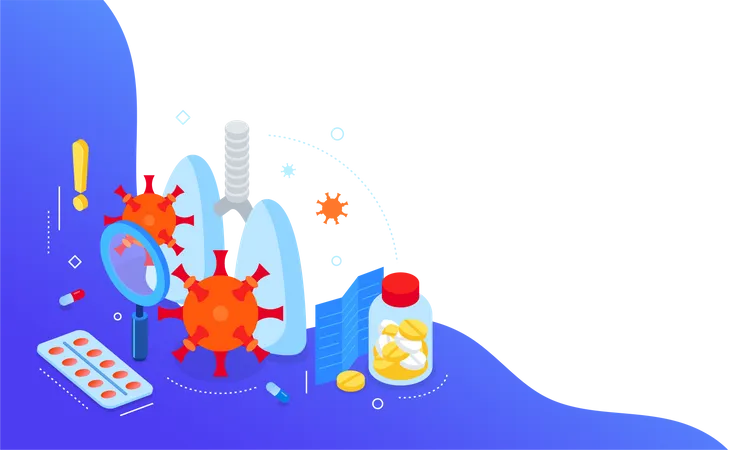 Wie das Coronavirus die menschliche Lunge befällt  Illustration