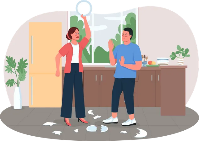 Wife angry with husband  Illustration