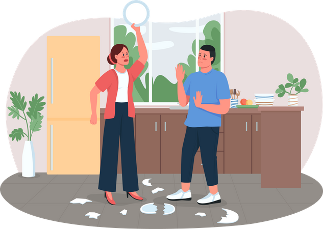 Wife angry with husband  Illustration