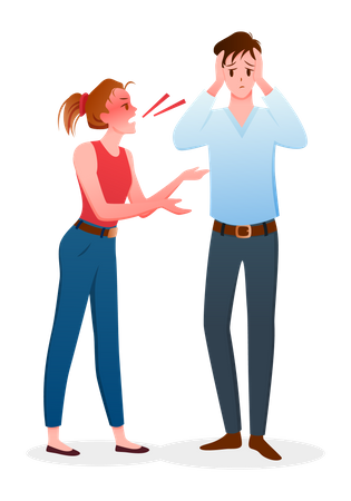 Wife yelling at husband  Illustration