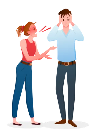 Wife yelling at husband  Illustration