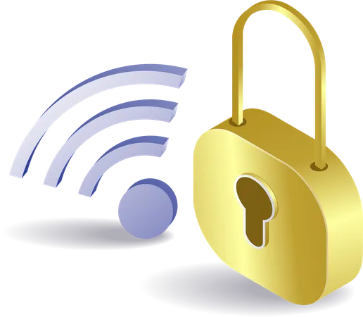 WiFi and technology security padlock  Illustration