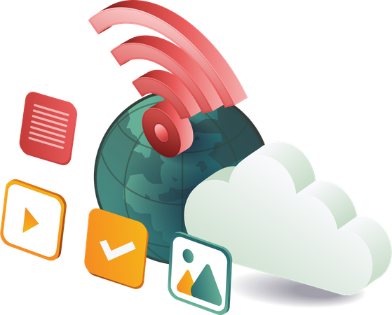 Wifi data cloud server connection  Illustration