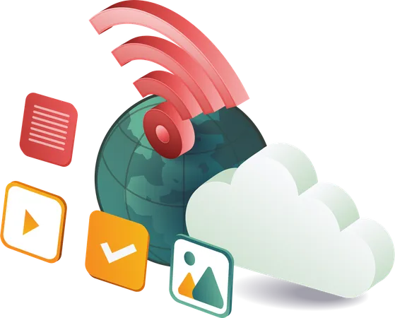 Wifi data cloud server connection  Illustration