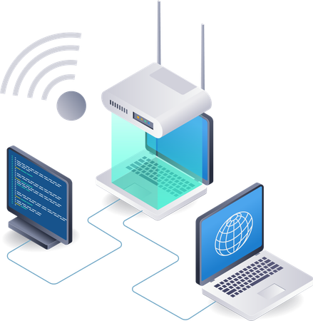 Wifi network internet router usage computer  Illustration