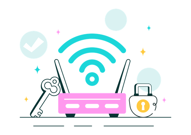 WiFi 보안 무선 기술  일러스트레이션