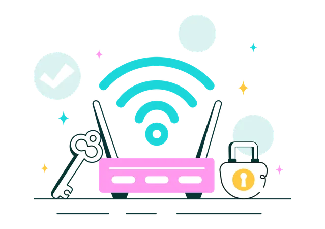 WiFi 보안 무선 기술  일러스트레이션