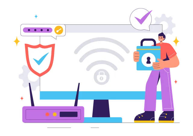 WiFi Security Wireless Technology  Illustration