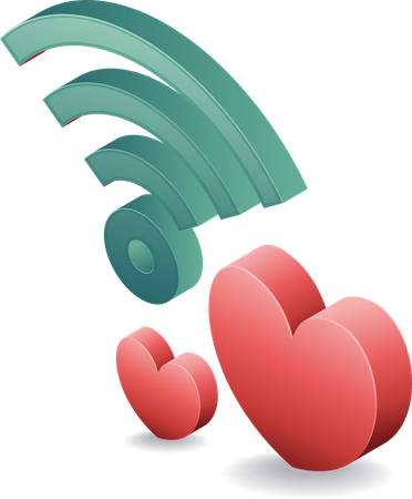 Wifi signal symbol with heart icon  Illustration