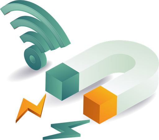 Wifi signal with business magnet  Illustration