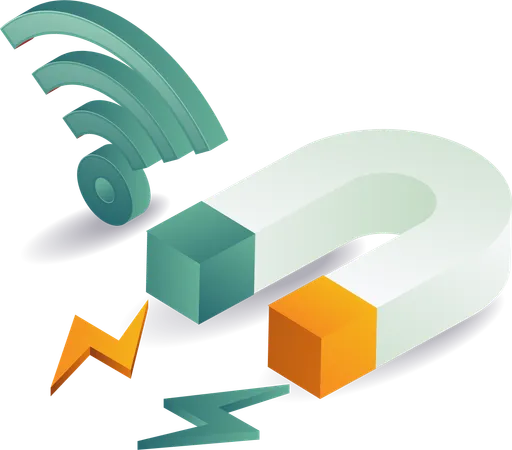 Wifi signal with business magnet  Illustration