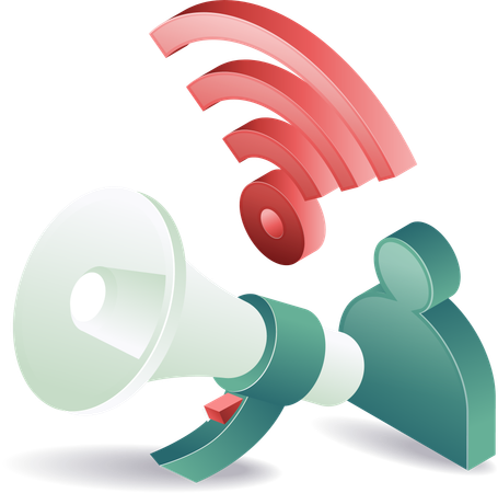 Wifi signal with megaphone  Illustration