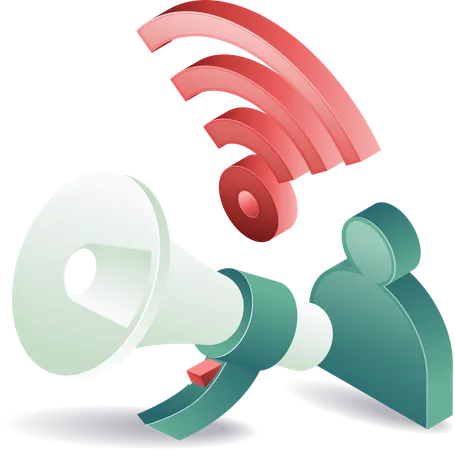 Wifi signal with megaphone  Illustration