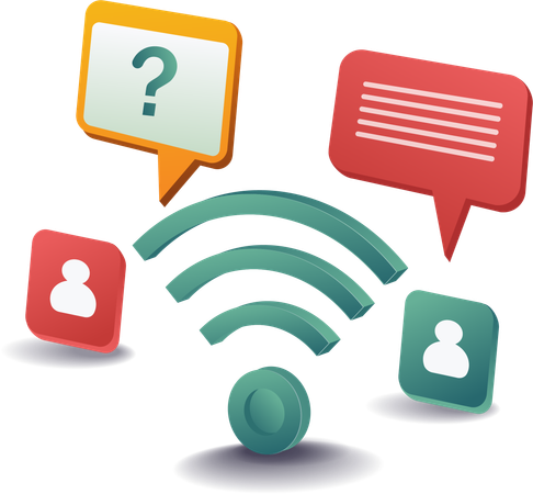 Wifi signal with online conversation  Illustration