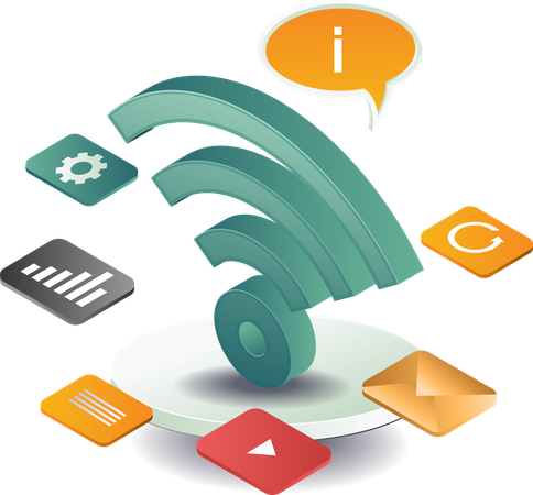 Wifi signal with social media application  Illustration