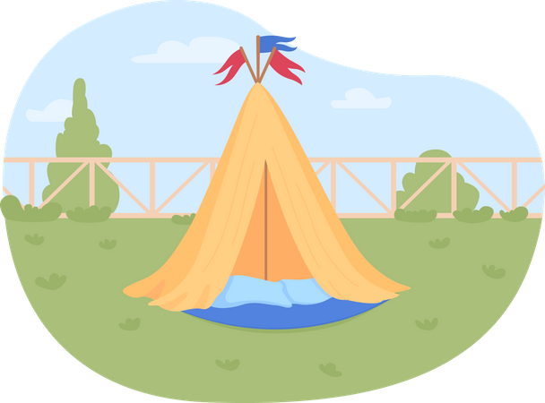 Wigwam for kids in backyard  Illustration