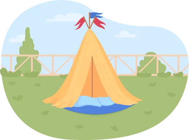 Wigwam for kids in backyard  Illustration