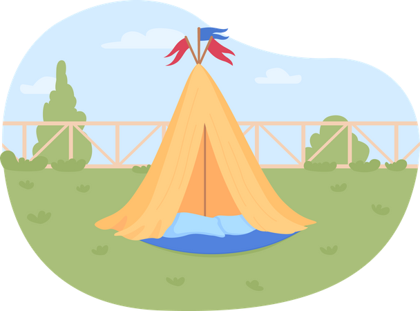 Wigwam für Kinder im Hinterhof  Illustration