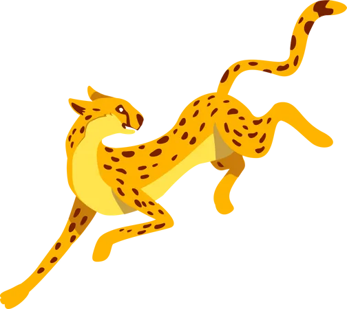 Wild Cat With Spots Semi Flat Color Vector Character Jumping Figure Full Body Animal On White Exotic Pet Serval Simple Cartoon Style Illustration For Web Graphic Design And Animation Illustration