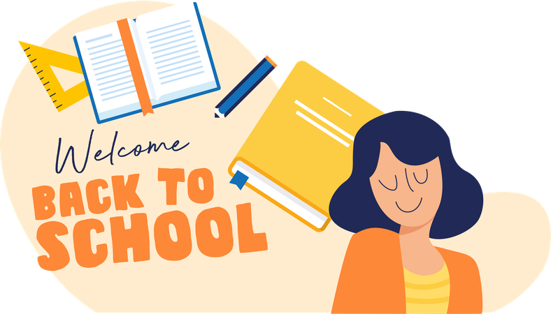 Willkommen zurück in der Schule  Illustration
