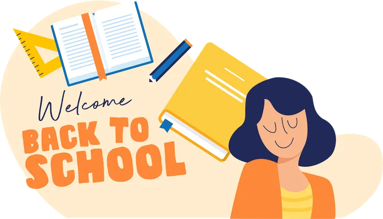 Willkommen zurück in der Schule  Illustration