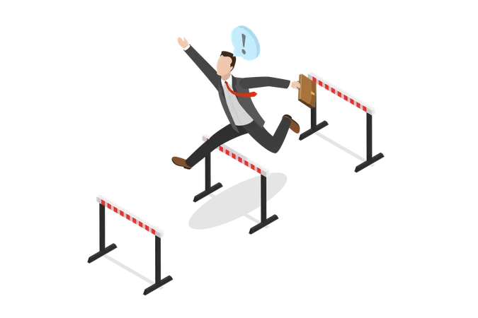 3 D Isometric Flat Vector Illustration Of Win In Business Competition Overcoming Difficulties Or Obstacles Illustration