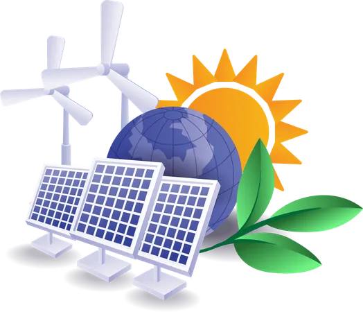 Wind energy and solar energy are renewable resources  Illustration