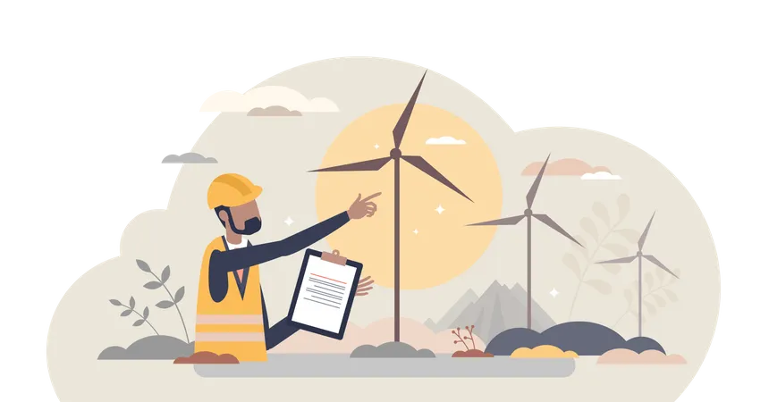 Wind turbine maintenance Illustration