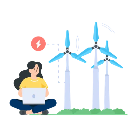 Vektordesign Der Windkraft Abbildung Alternativer Energien Illustration