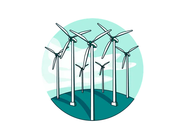 Windmill in field  Illustration