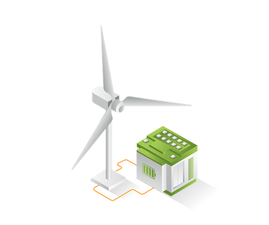 Windmühlen-Energiespeicherbatterie  Illustration