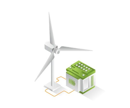 Windmühlen-Energiespeicherbatterie  Illustration