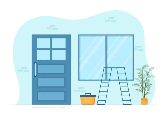 Window and Door Installation Service Illustration  Illustration