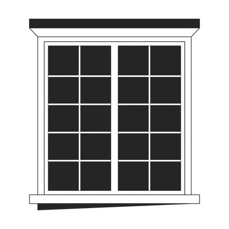 Window Building Exterior Black And White 2 D Line Cartoon Object Residential Structure Home Glass Window Isolated Vector Outline Item Architecture Modern Frame Monochromatic Flat Spot Illustration Illustration