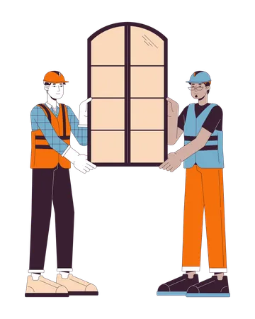 Window installation home  Illustration