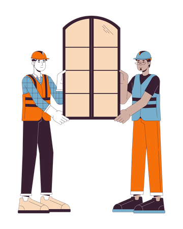 Window installation home  Illustration