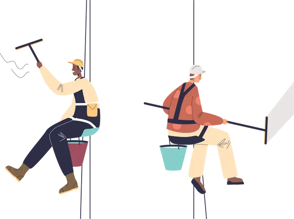 Window washing servicer  Illustration