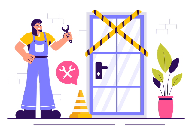 Windows and Doors Service  Illustration