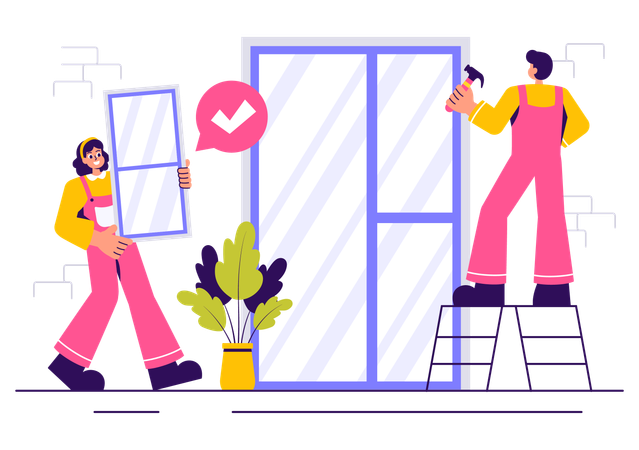 Windows and Doors Service  Illustration