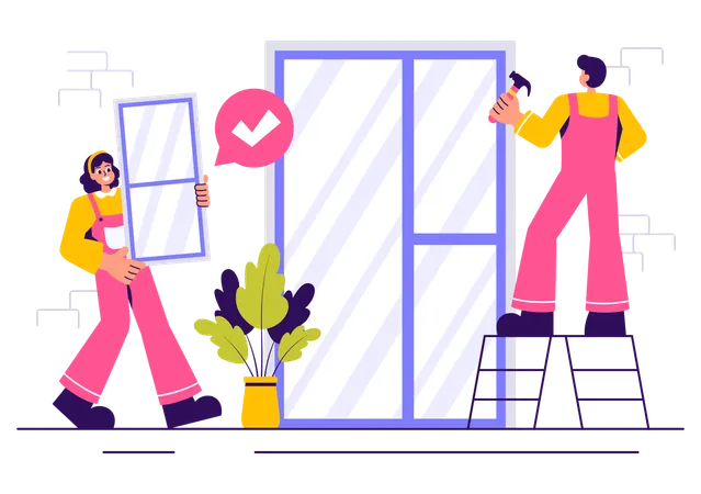 Windows and Doors Service  Illustration