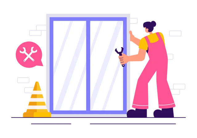 Windows and Doors Service  Illustration