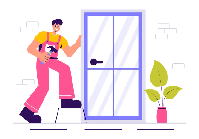 Windows and Doors Service  Illustration