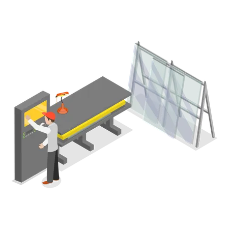 3 D Isometric Flat Vector Illustration Of Windows Installing Building Construction Industry Item 3 일러스트레이션