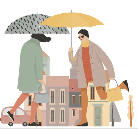 Windy and Rainy Weather Illustration