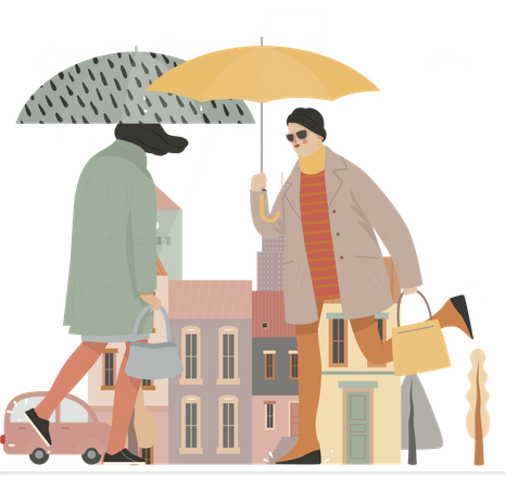 Windy and Rainy Weather  Illustration